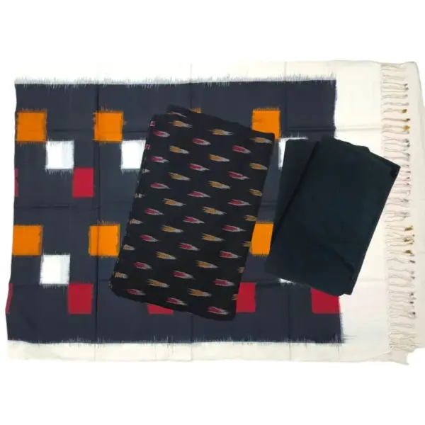 Pochampally Double Ikkat Cotton Dress Materials Unstitched Ethnic Suits - DIDM00043