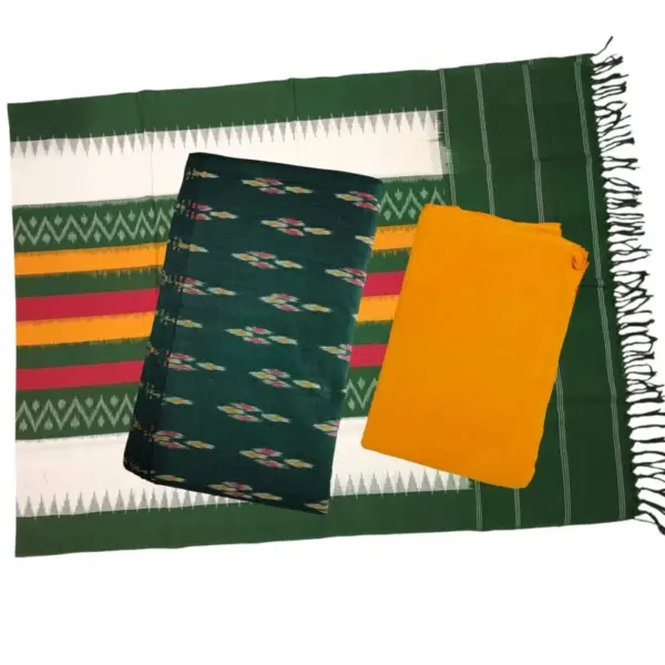 Pochampally Double Ikkat Cotton Dress Materials Unstitched Ethnic Suits - DIDM00046