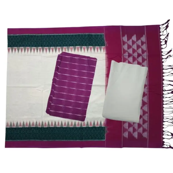 Pochampally Double Ikkat Cotton Dress Materials Unstitched Ethnic Suits - DIDM0005