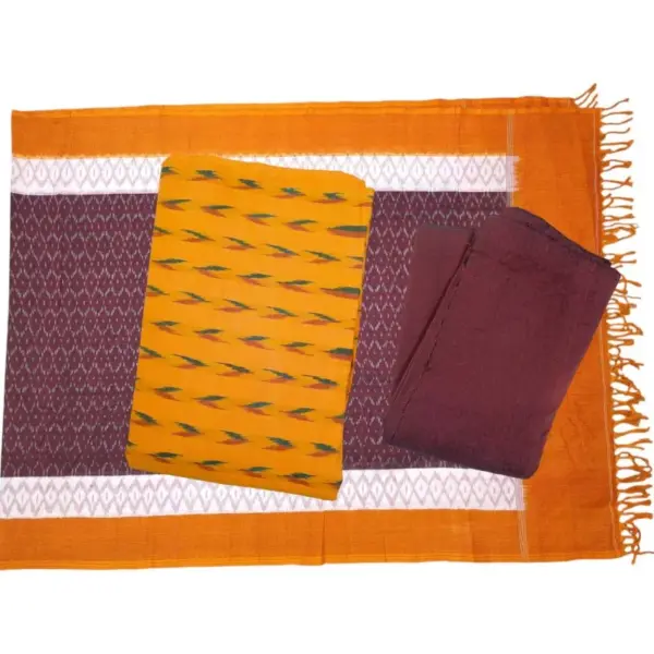 Pochampally Double Ikkat Cotton Dress Materials Unstitched Ethnic Suits - DIDM00052