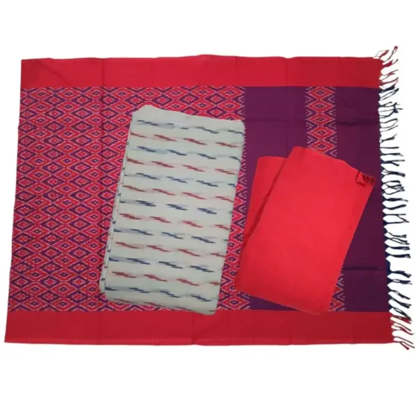 Pochampally Double Ikkat Cotton Dress Materials Unstitched Ethnic Suits - DIDM00055
