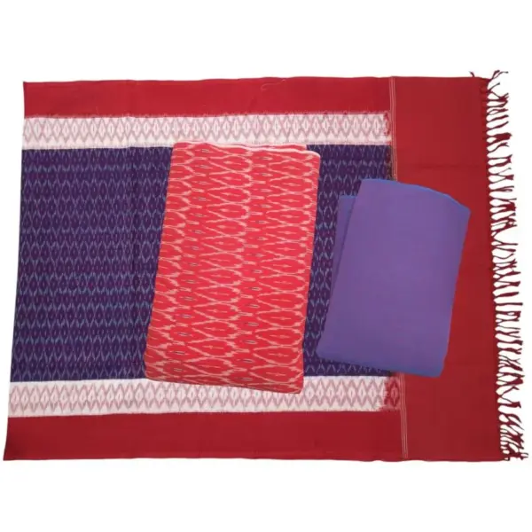 Pochampally Double Ikkat Cotton Dress Materials Unstitched Ethnic Suits - DIDM00058