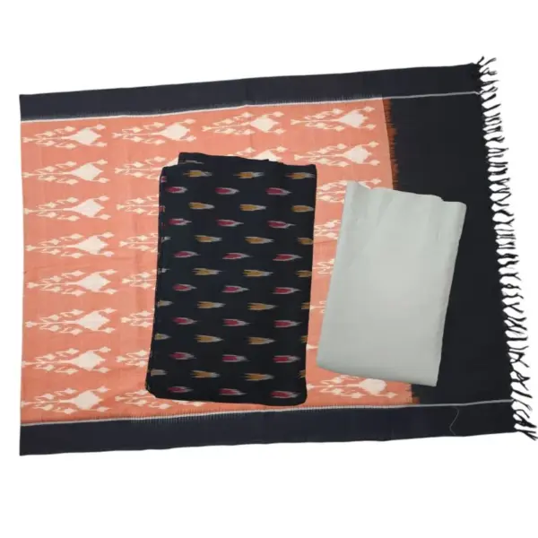 Pochampally Double Ikkat Cotton Dress Materials Unstitched Ethnic Suits - DIDM00059