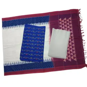 Pochampally Double Ikkat Cotton Dress Materials Unstitched Ethnic Suits - DIDM0006