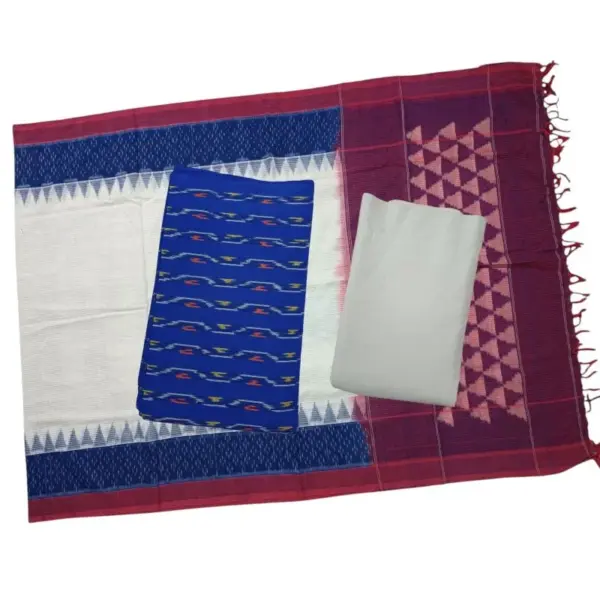 Pochampally Double Ikkat Cotton Dress Materials Unstitched Ethnic Suits - DIDM0006