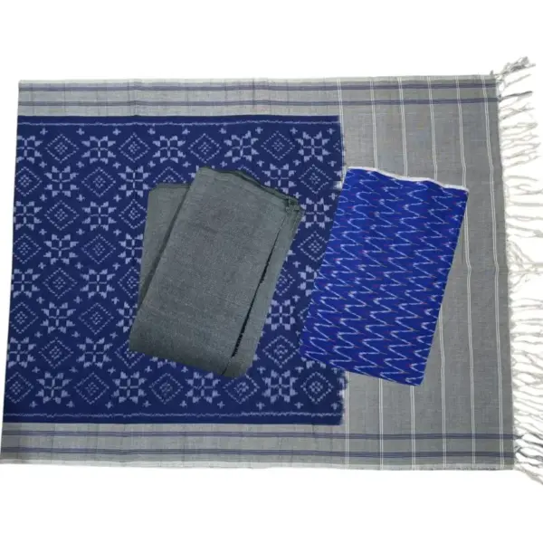 Pochampally Double Ikkat Cotton Dress Materials Unstitched Ethnic Suits - DIDM00060