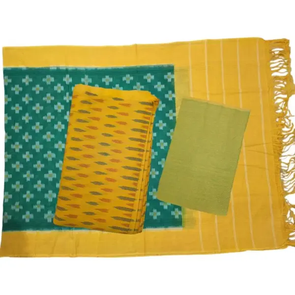 Pochampally Double Ikkat Cotton Dress Materials Unstitched Ethnic Suits - DIDM00061
