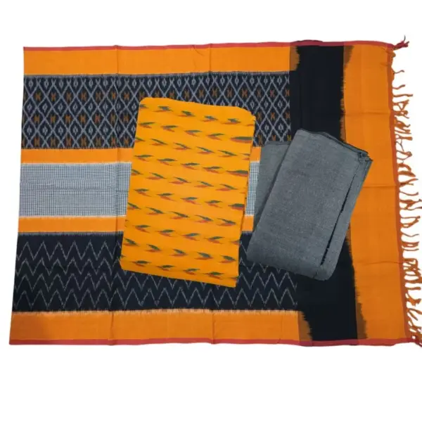 Pochampally Double Ikkat Cotton Dress Materials Unstitched Ethnic Suits - DIDM00062