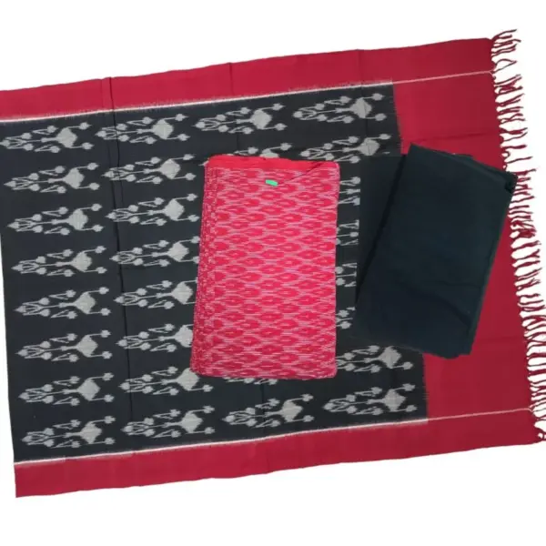 Pochampally Double Ikkat Cotton Dress Materials Unstitched Ethnic Suits - DIDM00065