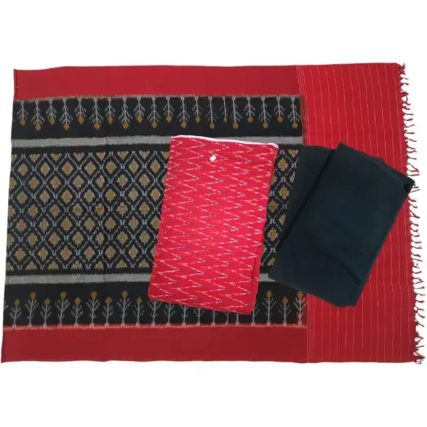 Pochampally Double Ikkat Cotton Dress Materials Unstitched Ethnic Suits - DIDM00066