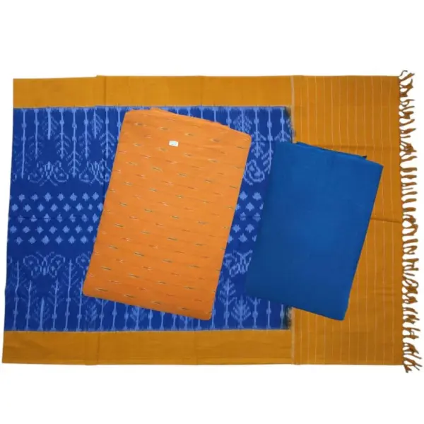 Pochampally Double Ikkat Cotton Dress Materials Unstitched Ethnic Suits - DIDM0007