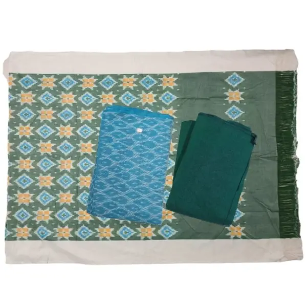 Pochampally Double Ikkat Cotton Dress Materials Unstitched Ethnic Suits - DIDM00071