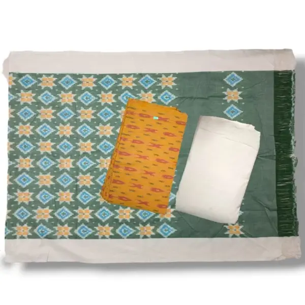 Pochampally Double Ikkat Cotton Dress Materials Unstitched Ethnic Suits - DIDM00072