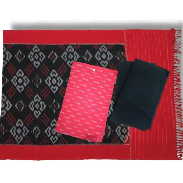 Pochampally Double Ikkat Cotton Dress Materials Unstitched Ethnic Suits - DIDM00073