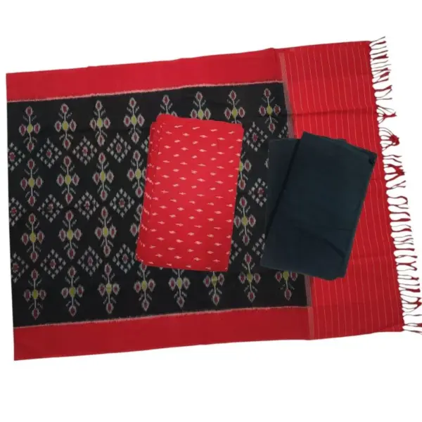 Pochampally Double Ikkat Cotton Dress Materials Unstitched Ethnic Suits - DIDM0008
