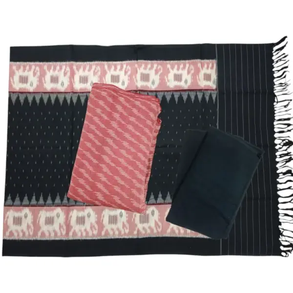 Pochampally Double Ikkat Cotton Dress Materials Unstitched Ethnic Suits - DIDM0009