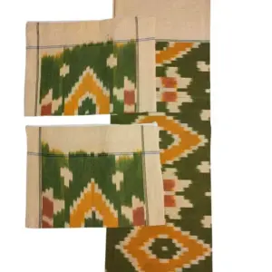 Pochampally Ikkat HandWovened 100% Cotton Double Bedsheet with 2 Pillow Covers - IKDB00011