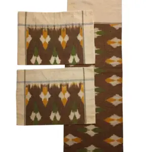 Pochampally Ikkat HandWovened 100% Cotton Double Bedsheet with 2 Pillow Covers - IKDB00014