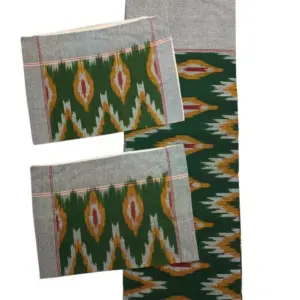 Pochampally Ikkat HandWovened 100% Cotton Double Bedsheet with 2 Pillow Covers - IKDB0007