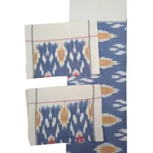 Pochampally Ikkat HandWovened 100% Cotton Double Bedsheet with 2 Pillow Covers - IKDB00071