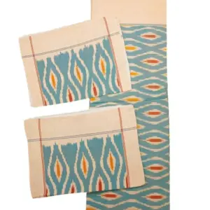 Pochampally Ikkat HandWovened 100% Cotton Double Bedsheet with 2 Pillow Covers - IKDB00072