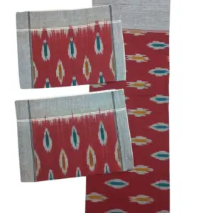 Pochampally Ikkat HandWovened 100% Cotton Double Bedsheet with 2 Pillow Covers - IKDB00082