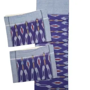 Pochampally Ikkat HandWovened 100% Cotton Double Bedsheet with 2 Pillow Covers - IKDB00086