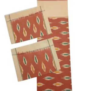 Pochampally Ikkat HandWovened 100% Cotton Double Bedsheet with 2 Pillow Covers - IKDB00087