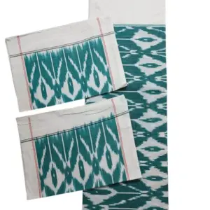 Pochampally Ikkat HandWovened 100% Cotton Double Bedsheet with 2 Pillow Covers - IKDB0009