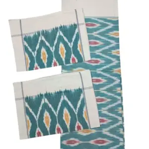 Pochampally Ikkat HandWovened 100% Cotton Double Bedsheet with 2 Pillow Covers - IKDB00093