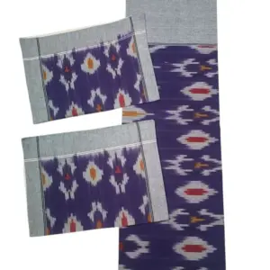 Pochampally Ikkat HandWovened 100% Cotton Double Bedsheet with 2 Pillow Covers - IKDB00095