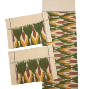 Pochampally Ikkat HandWovened 100% Cotton Double Bedsheet with 2 Pillow Covers - IKDB00098