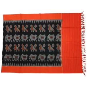 Pochampally Double ikkat cotton Dupattas | Double Weaving Handloom  | Length 2.5 Meters - IKD00024