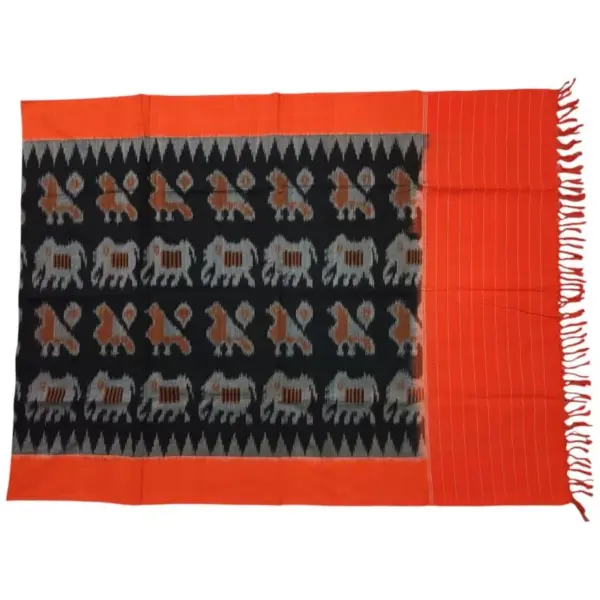 Pochampally Double ikkat cotton Dupattas | Double Weaving Handloom  | Length 2.5 Meters - IKD00024