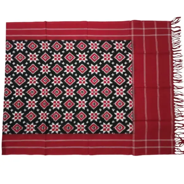 Pochampally Ikkat Telia Rumal Handloom cotton Dupattas | Length 2.5 Meters - IKTD0004