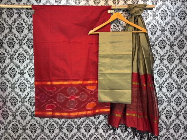 Pochampally Ikkat Silk Mix Unstitched Ethnic Dress Materials -CKSMDM0001