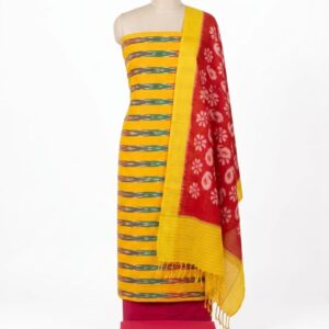 Pochampally Double Ikkat Cotton Dress Materials Unstitched Ethnic Suits - DIDM00021