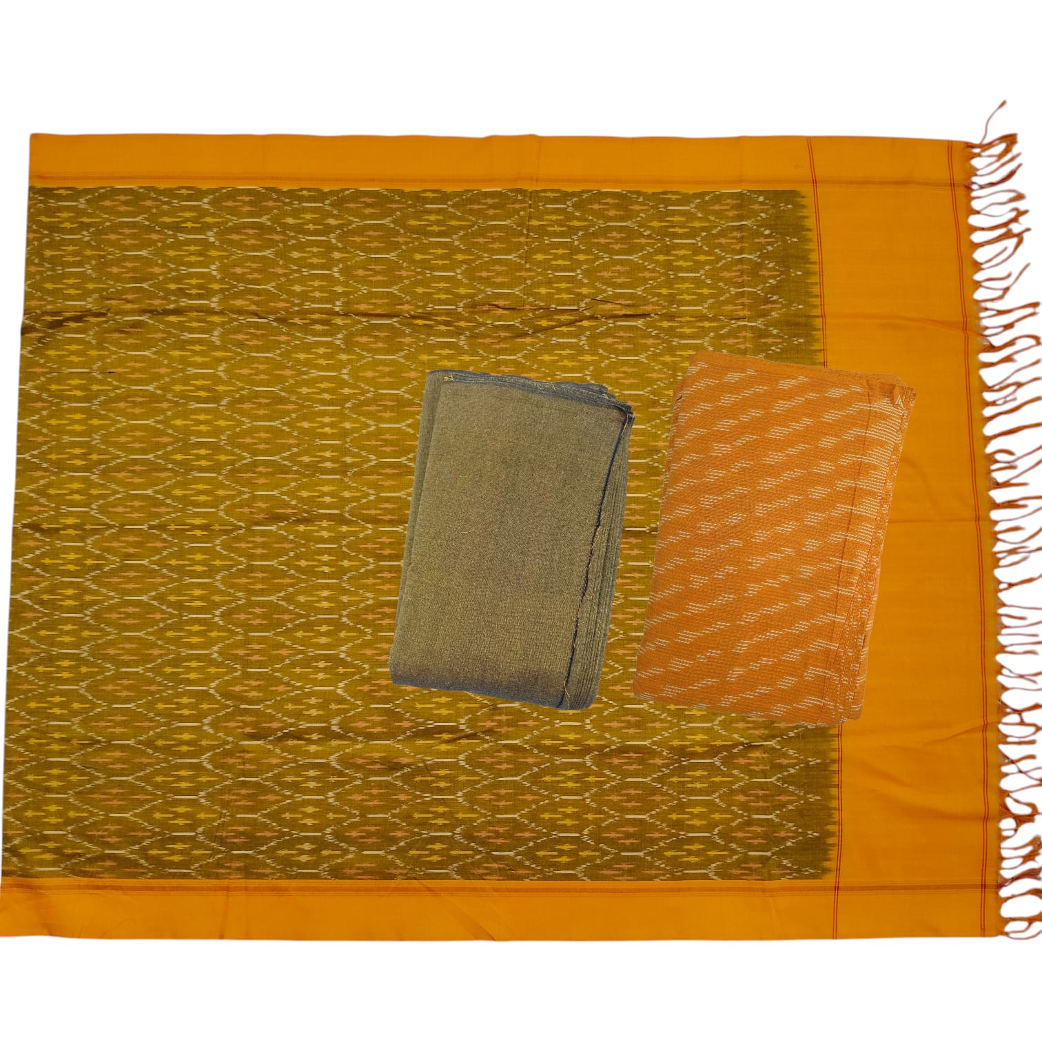 Pochampally Double Ikkat Cotton Dress Materials Unstitched Ethnic Suits - DIDM00028