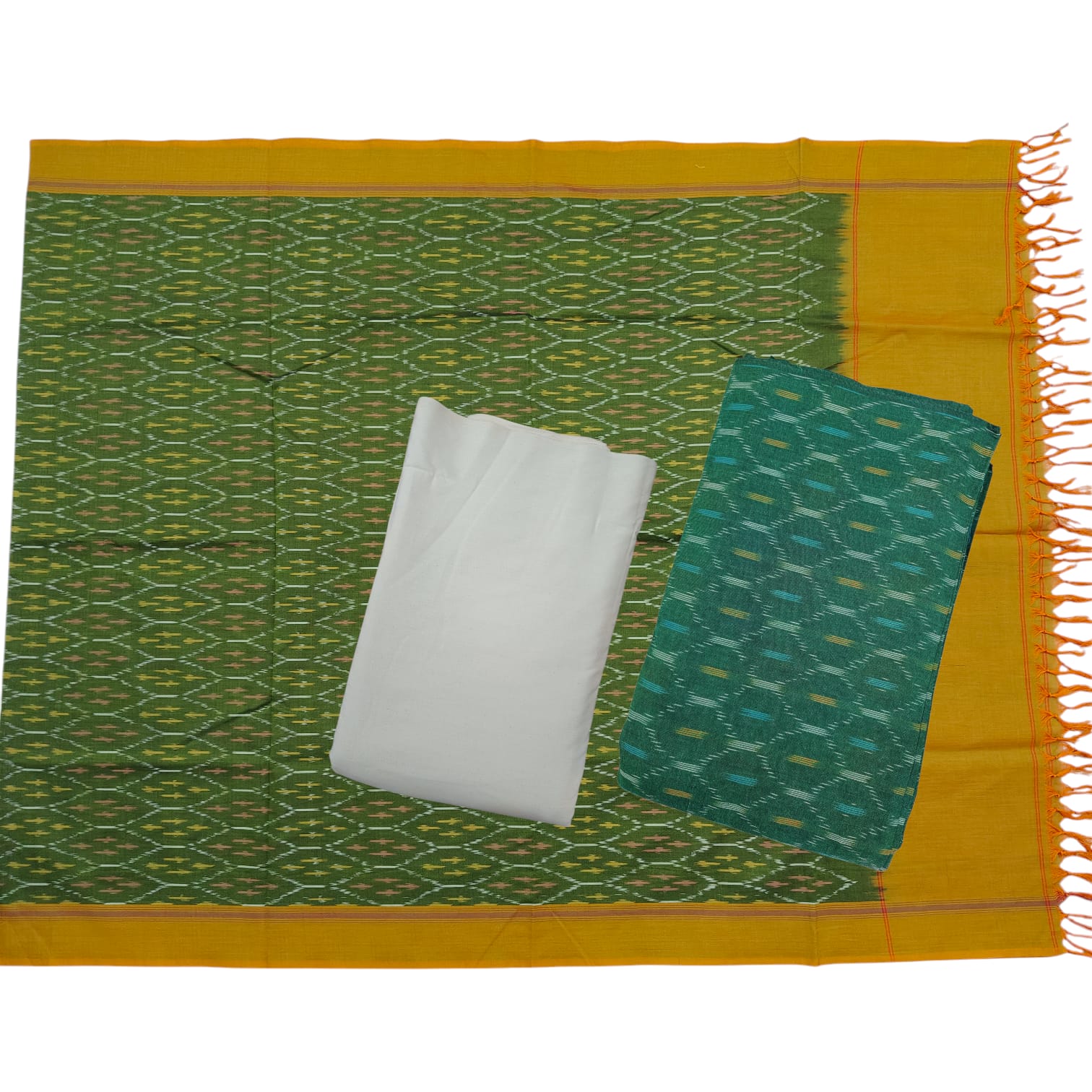 Pochampally Double Ikkat Cotton Dress Materials Unstitched Ethnic Suits - DIDM00039