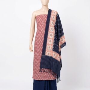 Pochampally Double Ikkat Cotton Dress Materials Unstitched Ethnic Suits - DIDM00040