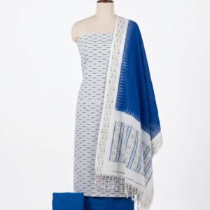 Pochampally Double Ikkat Cotton Dress Materials Unstitched Ethnic Suits - DIDM00041