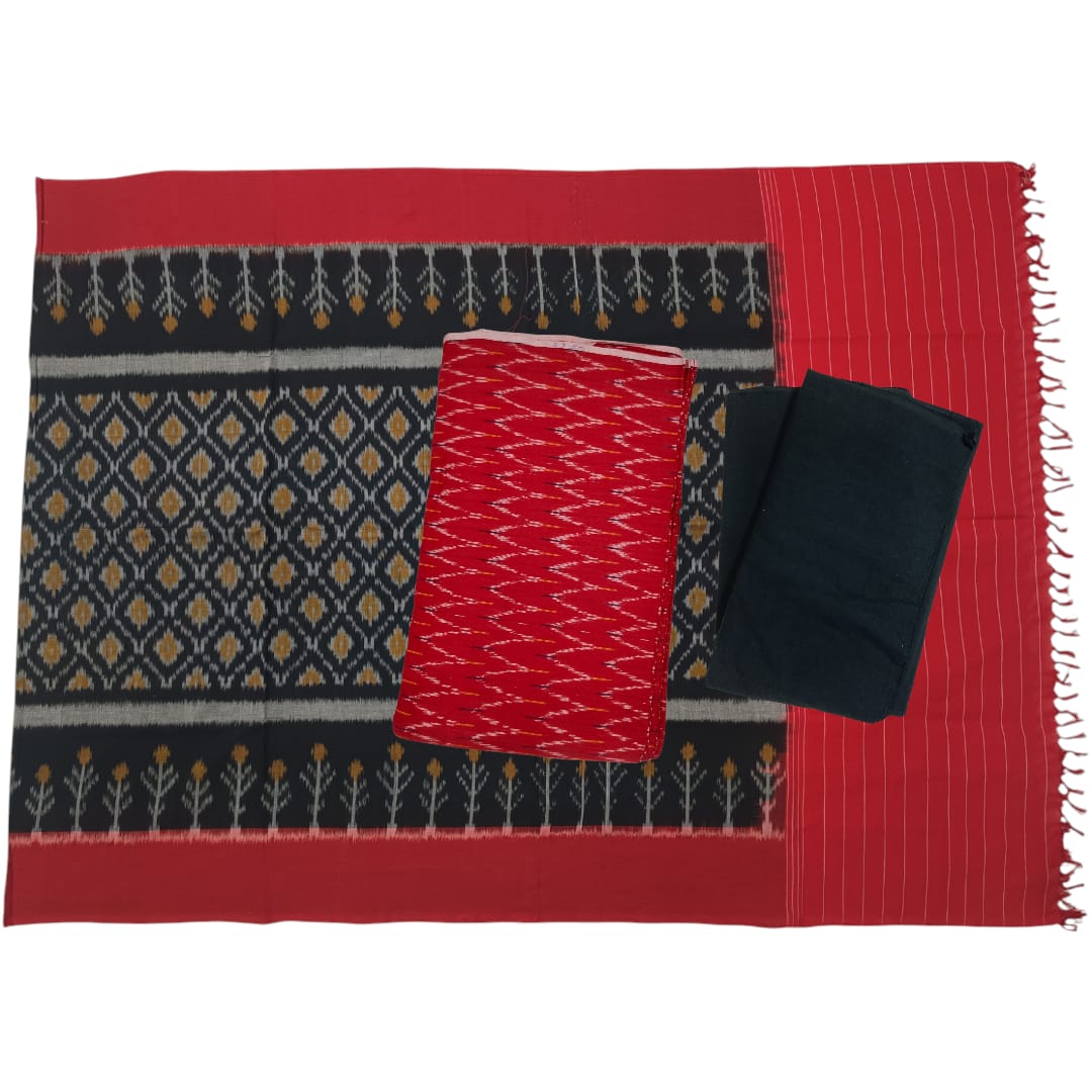 Pochampally Double Ikkat Cotton Dress Materials Unstitched Ethnic Suits - DIDM00048