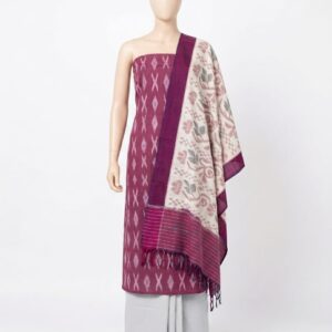 Pochampally Double Ikkat Cotton Dress Materials Unstitched Ethnic Suits - DIDM0005