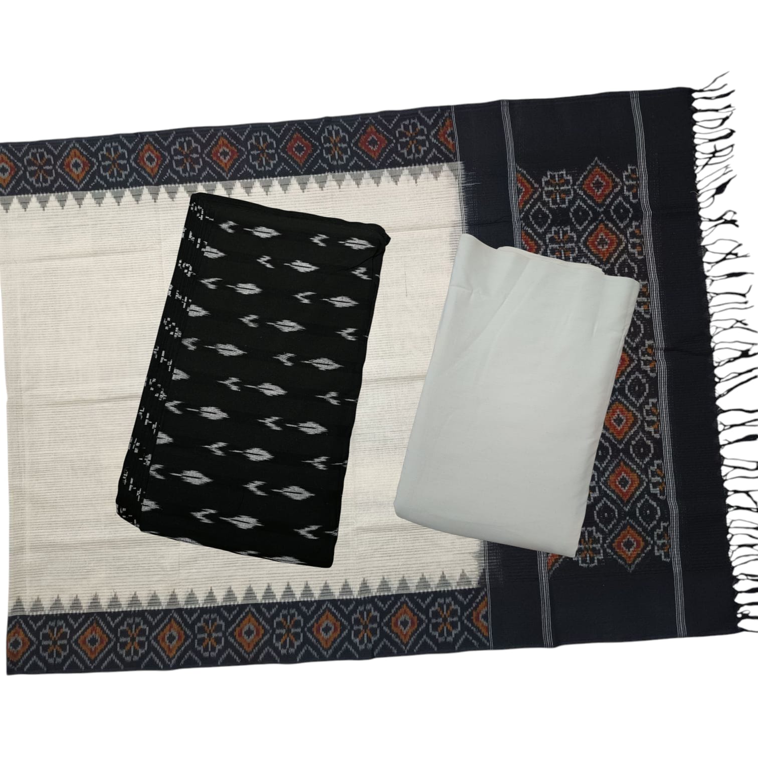 Pochampally Double Ikkat Cotton Dress Materials Unstitched Ethnic Suits - DIDM00057