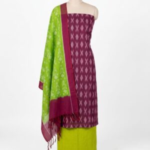 Pochampally Double Ikkat Cotton Dress Materials Unstitched Ethnic Suits - DIDM00058