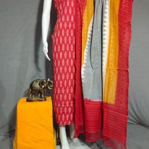 Pochampally Double ikkat dress materials, double Ikkat cotton suits, double ikkat salwar suit sets