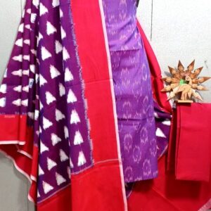 Double Ikkat Pochampally Handloom Cotton Ethnic Dress Material - VHD001