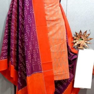 Double Ikkat Pochampally Handloom Cotton Ethnic Dress Material - VHD0100
