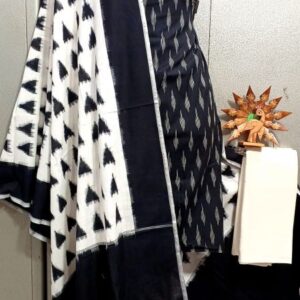 Double Ikkat Pochampally Handloom Cotton Ethnic Dress Material - VHD0101