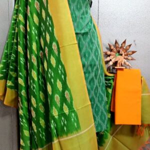 Double Ikkat Pochampally Handloom Cotton Ethnic Dress Material - VHD0102